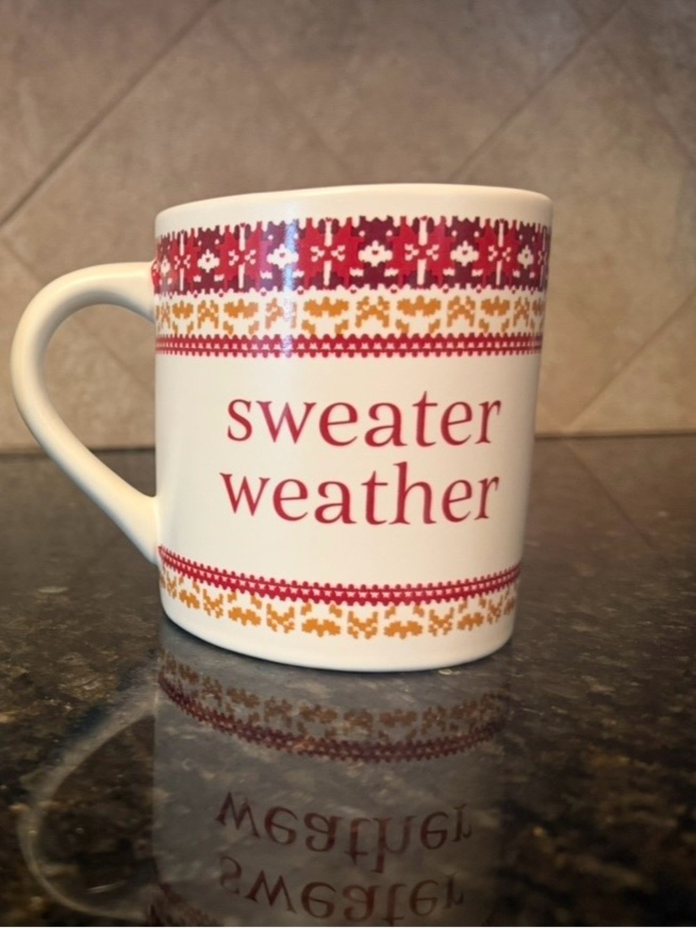 Threshold Red and Gold 'Sweater Weather' Ceramic Mug
